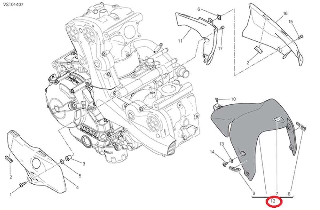 Ducati Front Mudguard Assembly Red